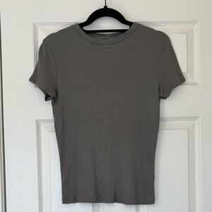 Theory Tiny Tee 2 Compact Rib Cotton Blend Ribbed T Shirt